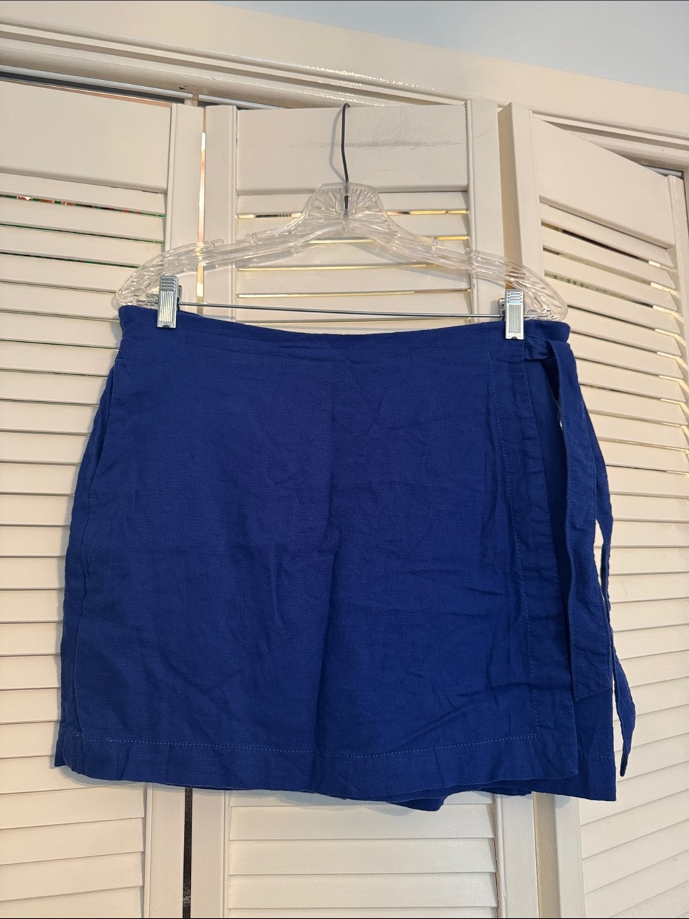 Reitmans Linen Blend Royal Blue Wrap Skort